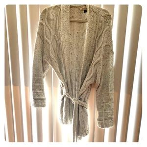 Grey Knit Sweater with tie